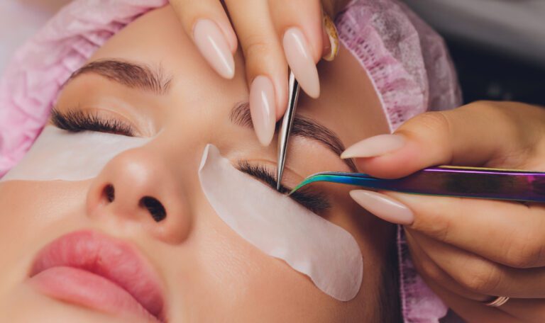 Woman Eye with Long Eyelashes. Eyelash Extension