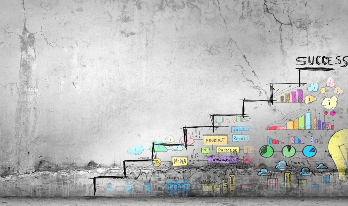 Graffitied stairs that lead to success